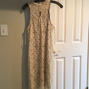 Lace cream color body con dress